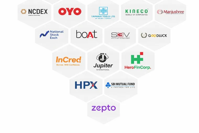 The logos of the private companies whose shares are tracked on the platform.